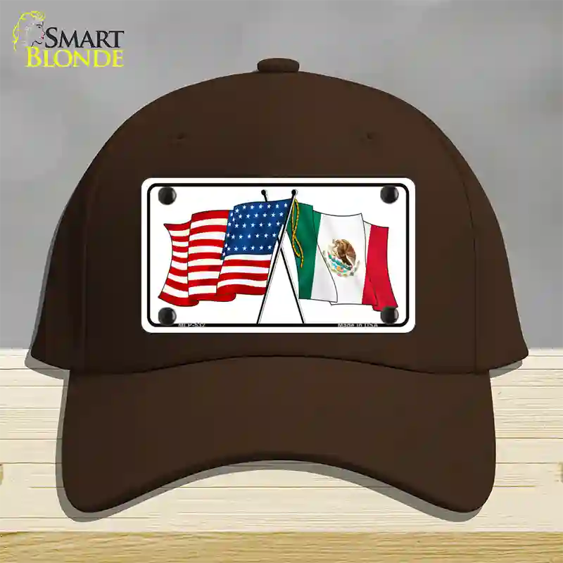 United States Mexico Flag Novelty License Plate Hat Cotton / Dark Brown