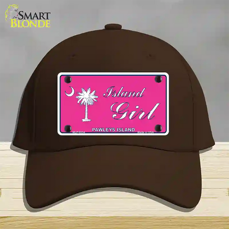 Island Girl Pink Novelty License Plate Hat Cotton / Dark Brown