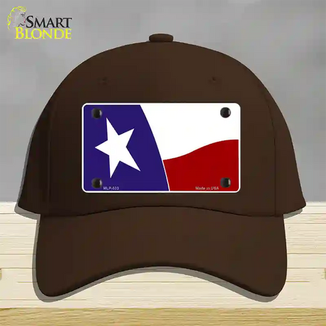 Texas State Flag Waving Novelty License Plate Hat Cotton / Dark Brown