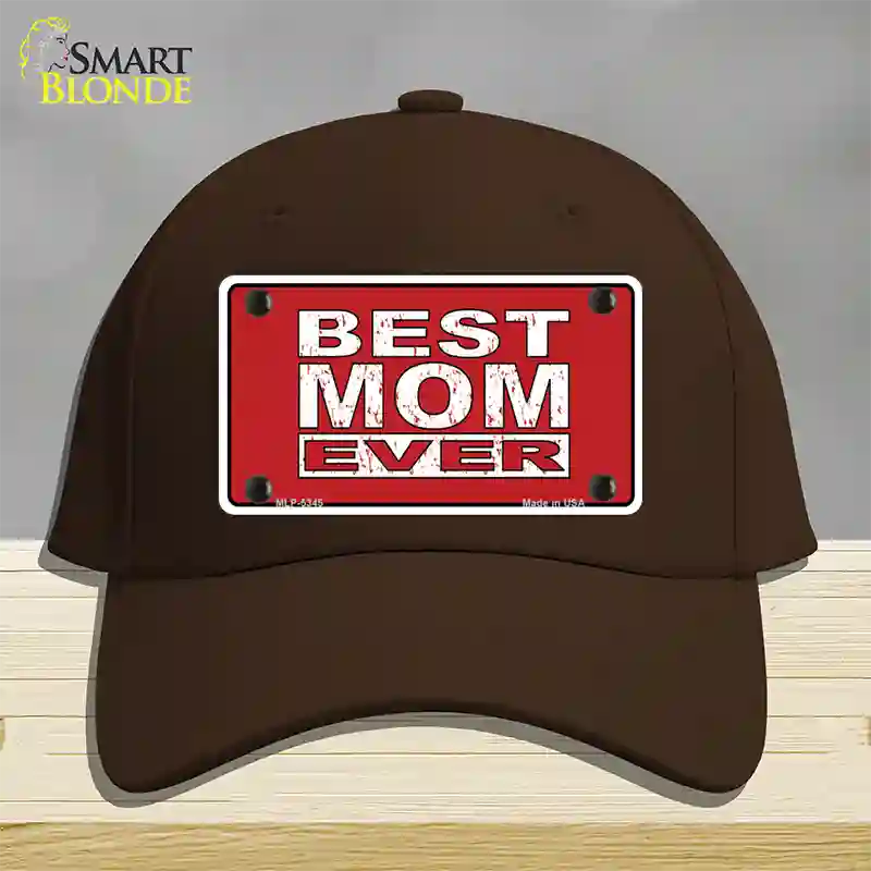 Best Mom Ever Red Novelty License Plate Hat Cotton / Dark Brown