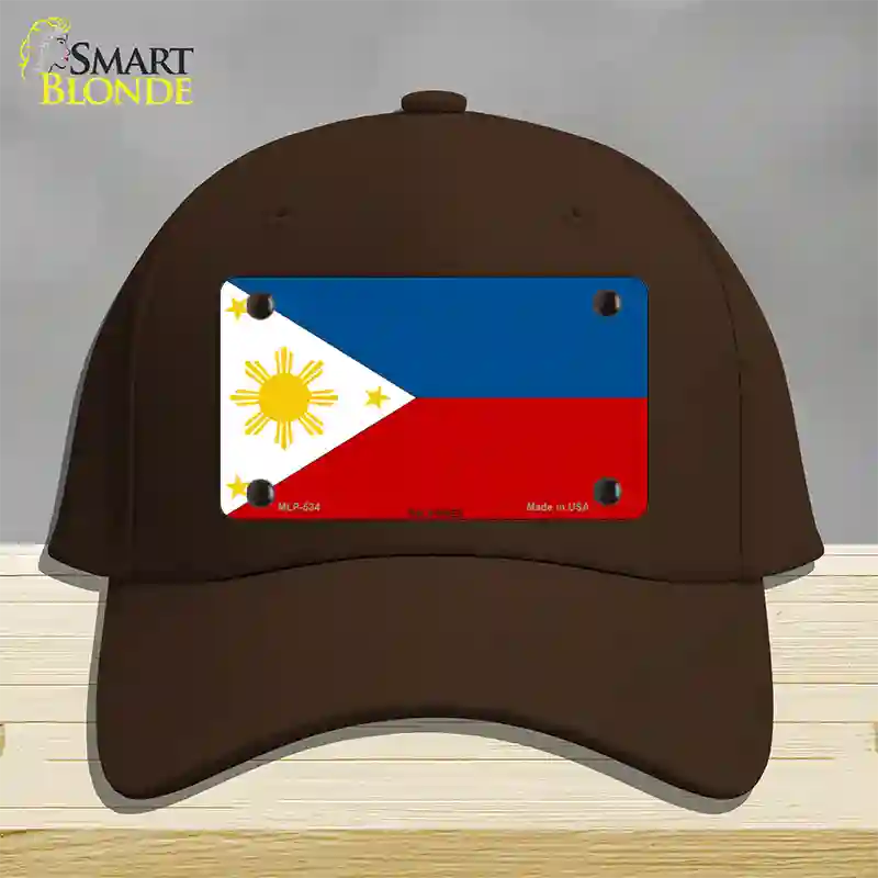 Philippines Flag Novelty License Plate Hat Cotton / Dark Brown