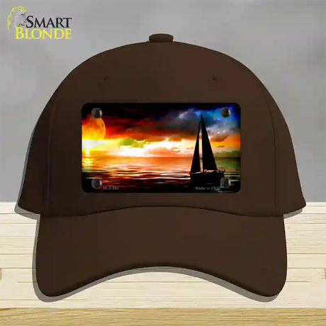 Sailboat Novelty License Plate Hat Cotton / Dark Brown