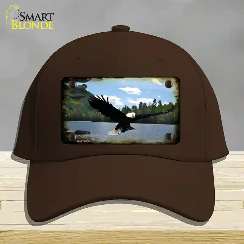 Eagle Over Water Novelty License Plate Hat Cotton / Dark Brown