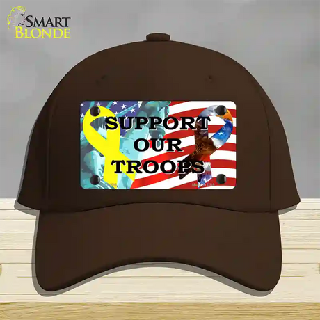 Support Our Troops Ribbon Novelty License Plate Hat Cotton / Dark Brown