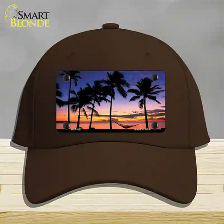 Sunset Hammock Novelty License Plate Hat Cotton / Dark Brown