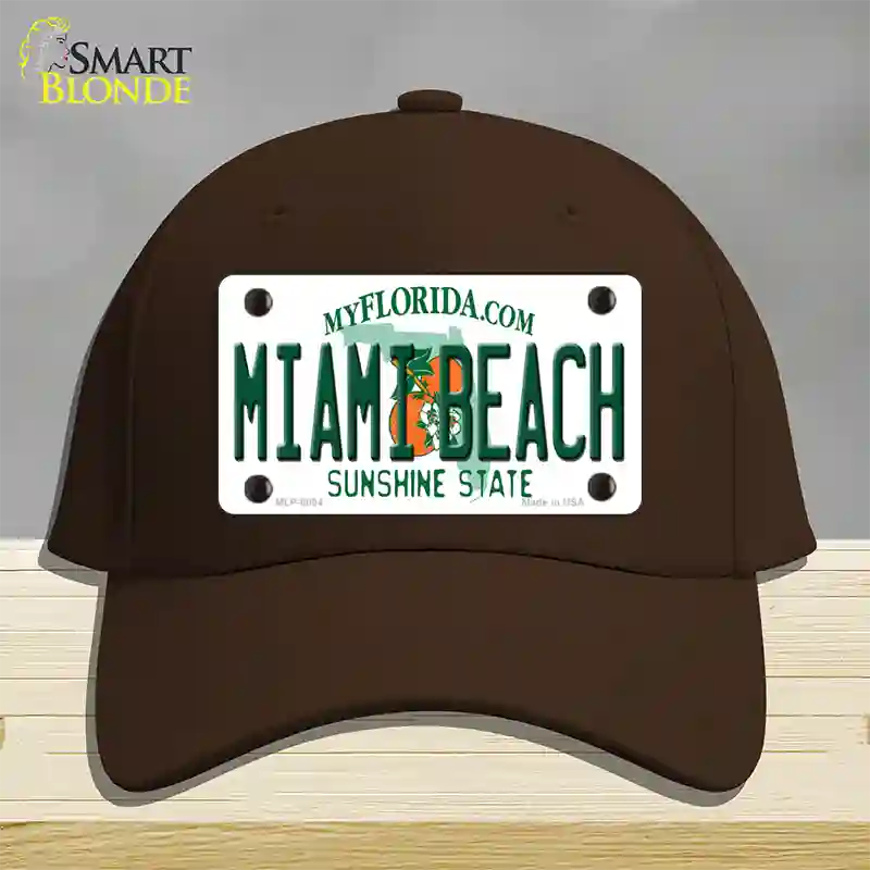 Miami Beach Florida Novelty License Plate Hat Cotton / Dark Brown