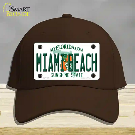 Miami Beach Florida Novelty License Plate Hat Cotton / Dark Brown