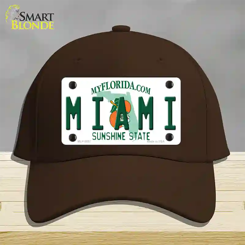 Miami Florida Novelty License Plate Hat Cotton / Dark Brown