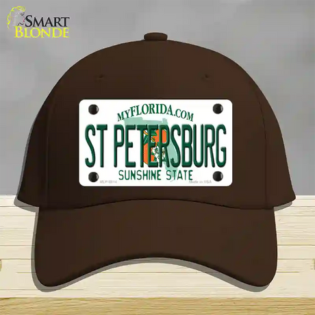 St Petersburg Florida Novelty License Plate Hat Cotton / Dark Brown