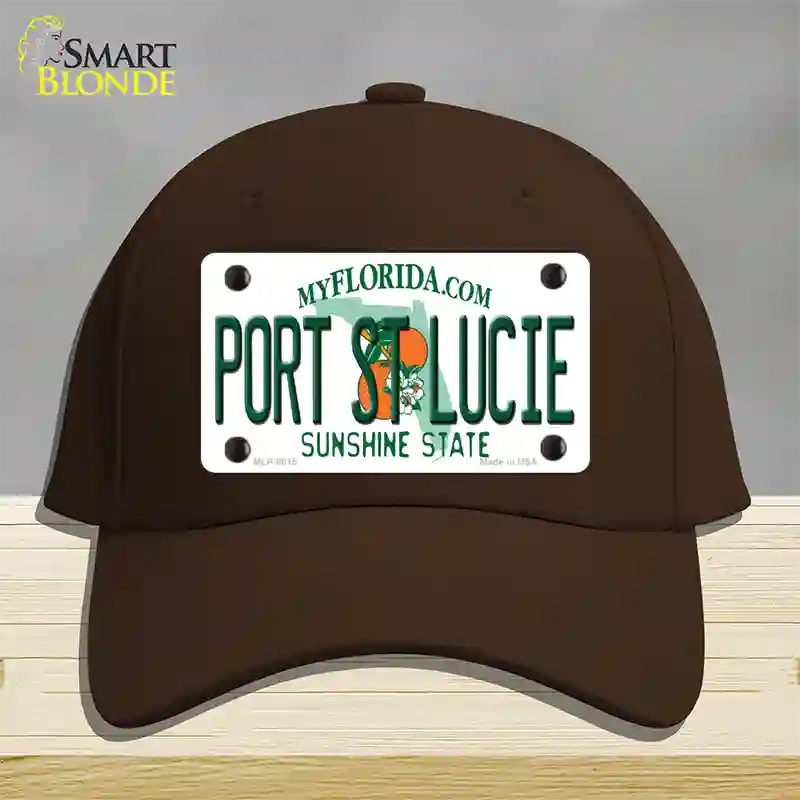 Port St Lucie Florida Novelty License Plate Hat Cotton / Dark Brown