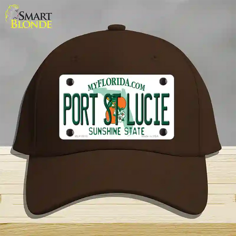 Port St Lucie Florida Novelty License Plate Hat Cotton / Dark Brown