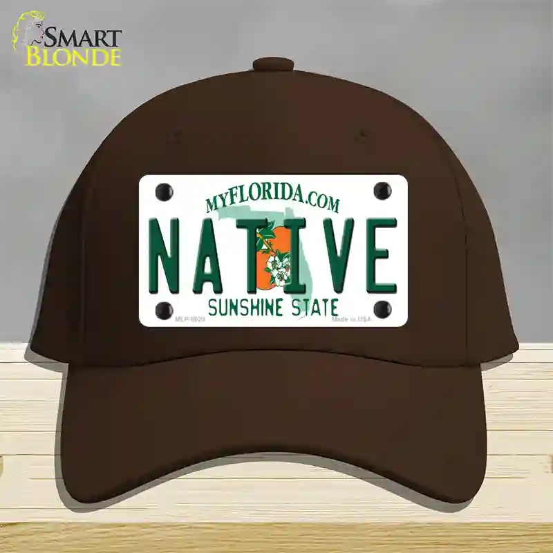 Native Florida Novelty License Plate Hat Cotton / Dark Brown