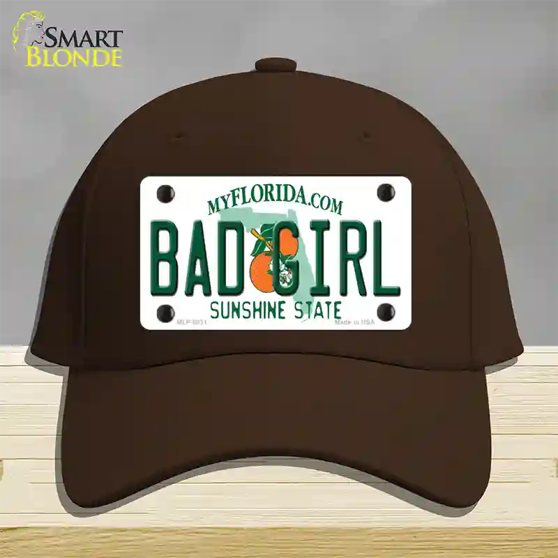 Bad Girl Florida Novelty License Plate Hat Cotton / Dark Brown