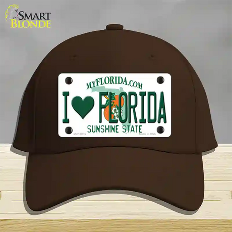 I Love Florida Novelty License Plate Hat Cotton / Dark Brown