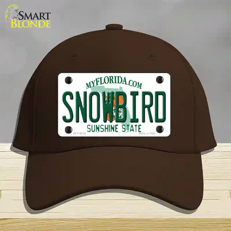 Snowbird Florida Novelty License Plate Hat Cotton / Dark Brown