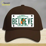 Believe Florida Novelty License Plate Hat Cotton / Dark Brown