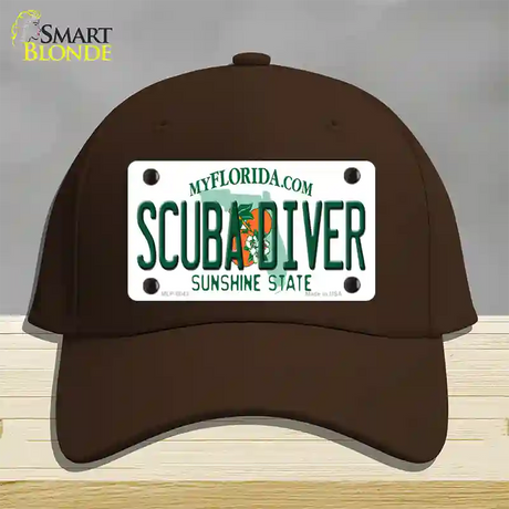 Scuba Diver Florida Novelty License Plate Hat Cotton / Dark Brown