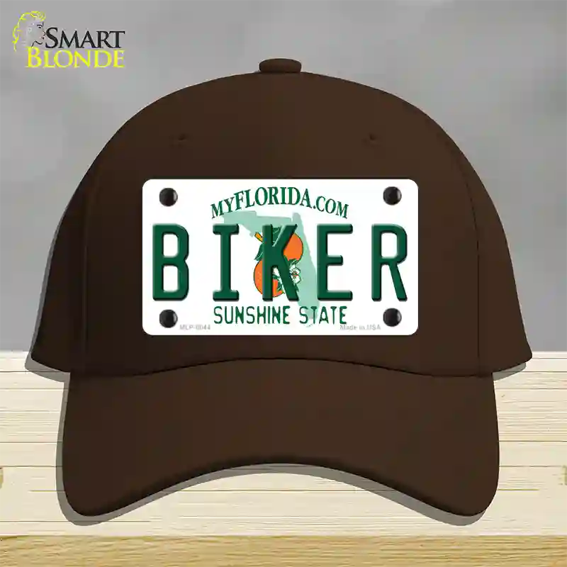 Biker Florida Novelty License Plate Hat Cotton / Dark Brown