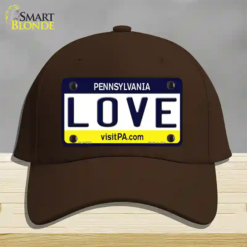 Love Pennsylvania State Novelty License Plate Hat Cotton / Dark Brown