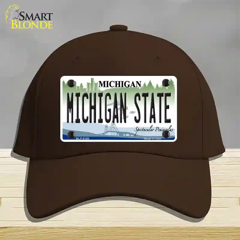 Michigan State Novelty License Plate Hat Cotton / Dark Brown