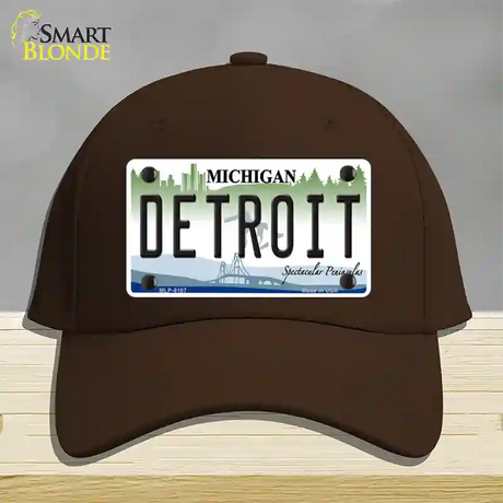 Detroit Michigan Novelty License Plate Hat Cotton / Dark Brown