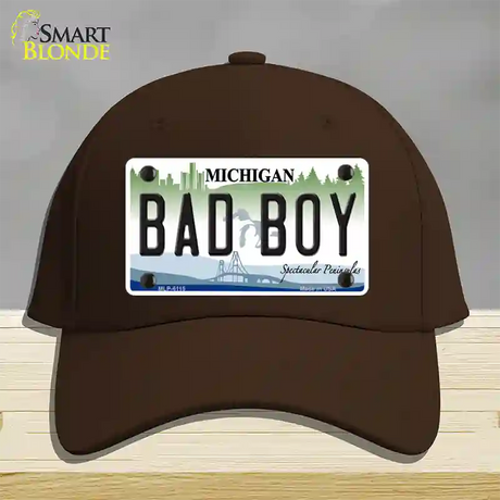 Bad Boy Michigan Novelty License Plate Hat Cotton / Dark Brown