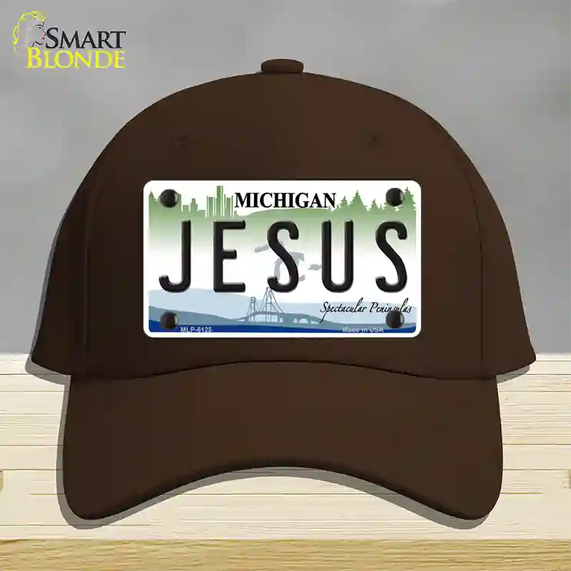 Jesus Michigan Novelty License Plate Hat Cotton / Dark Brown