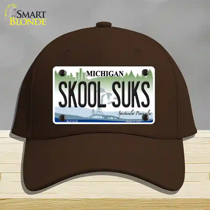 Skool Suks Michigan Novelty License Plate Hat Cotton / Dark Brown