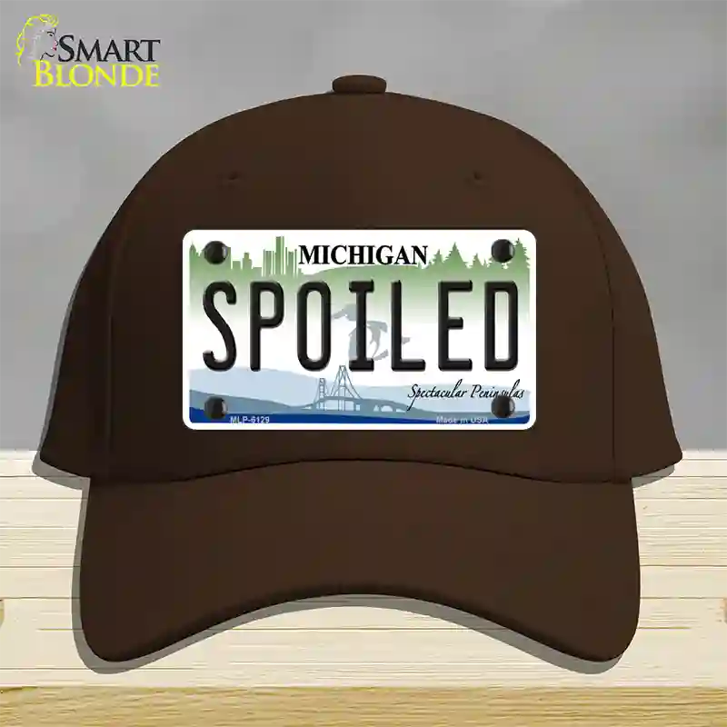 Spoiled Michigan Novelty License Plate Hat Cotton / Dark Brown