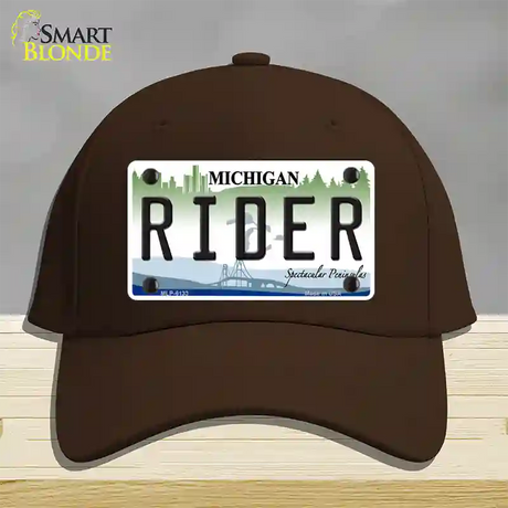 Rider Michigan Novelty License Plate Hat Cotton / Dark Brown