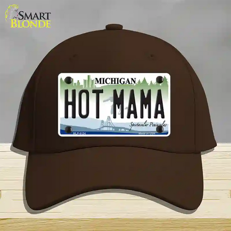 Hot Mama Michigan Novelty License Plate Hat Cotton / Dark Brown