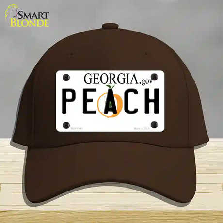 Peach Georgia Novelty License Plate Hat Cotton / Dark Brown