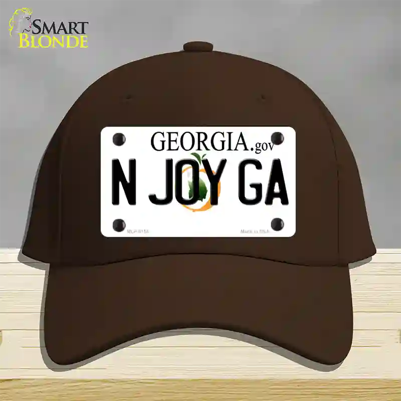 N Joy Ga Georgia Novelty License Plate Hat Cotton / Dark Brown