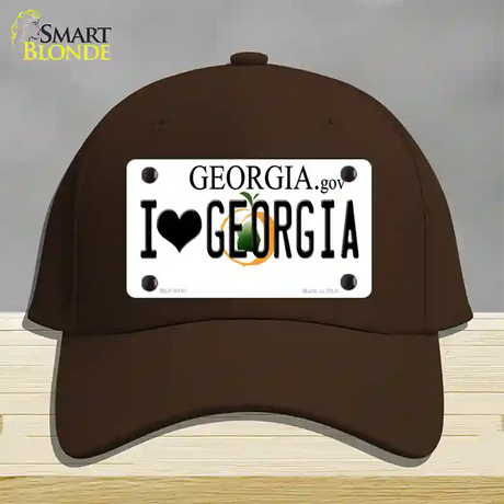 I Love Georgia Novelty License Plate Hat Cotton / Dark Brown