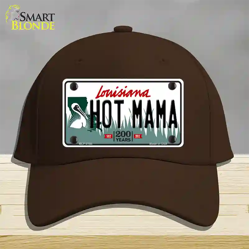 Hot Mama Louisiana Novelty License Plate Hat Cotton / Dark Brown