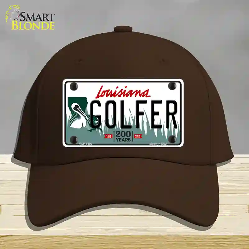 Golfer Louisiana Novelty License Plate Hat Cotton / Dark Brown