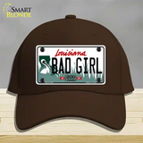 Bad Girl Louisiana Novelty License Plate Hat Cotton / Dark Brown