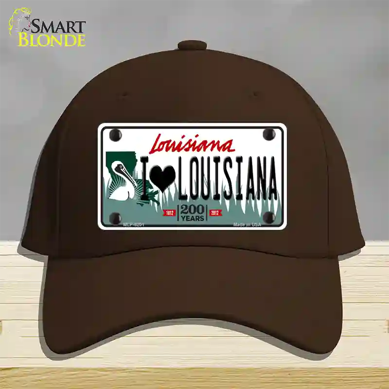 I Love Louisiana Novelty License Plate Hat Cotton / Dark Brown