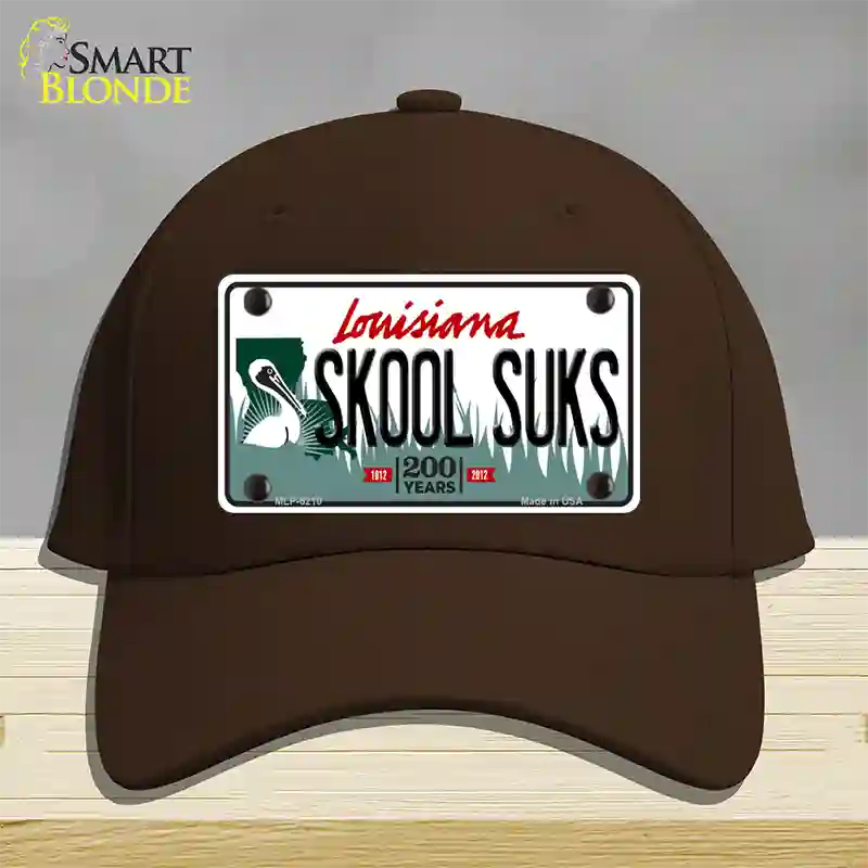 Skool Suks Louisiana Novelty License Plate Hat Cotton / Dark Brown