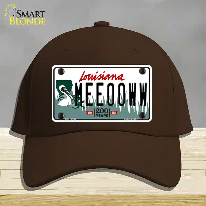 Meeooww Louisiana Novelty License Plate Hat Cotton / Dark Brown