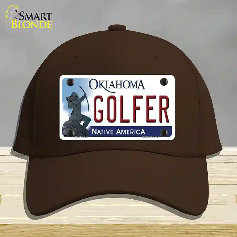 Golfer Oklahoma Novelty License Plate Hat Cotton / Dark Brown