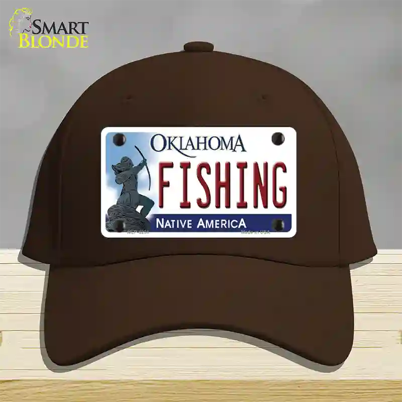 Fishing Oklahoma Novelty License Plate Hat Cotton / Dark Brown