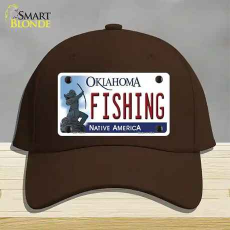 Fishing Oklahoma Novelty License Plate Hat Cotton / Dark Brown