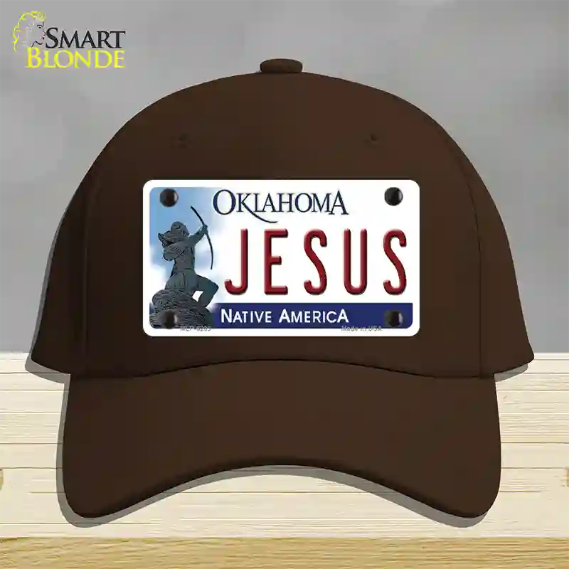 Jesus Oklahoma Novelty License Plate Hat Cotton / Dark Brown