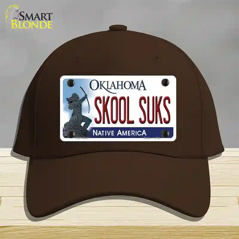 Skool Suks Oklahoma Novelty License Plate Hat Cotton / Dark Brown