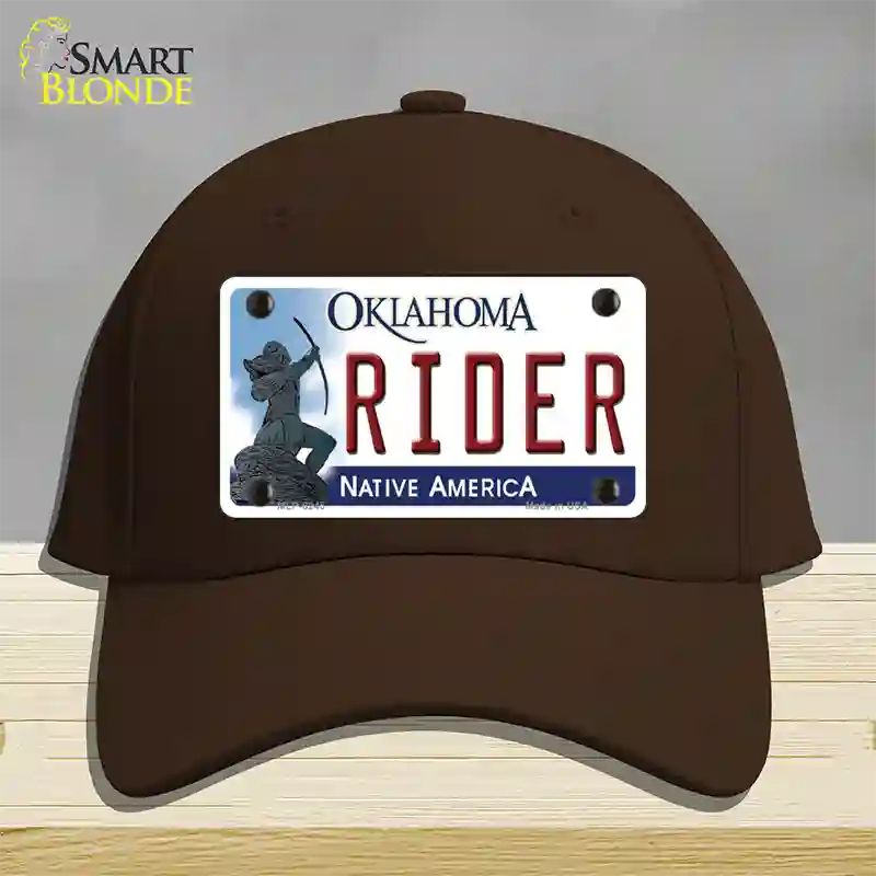 Rider Oklahoma Novelty License Plate Hat Cotton / Dark Brown