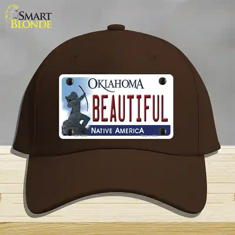 Beautiful Oklahoma Novelty License Plate Hat Cotton / Dark Brown