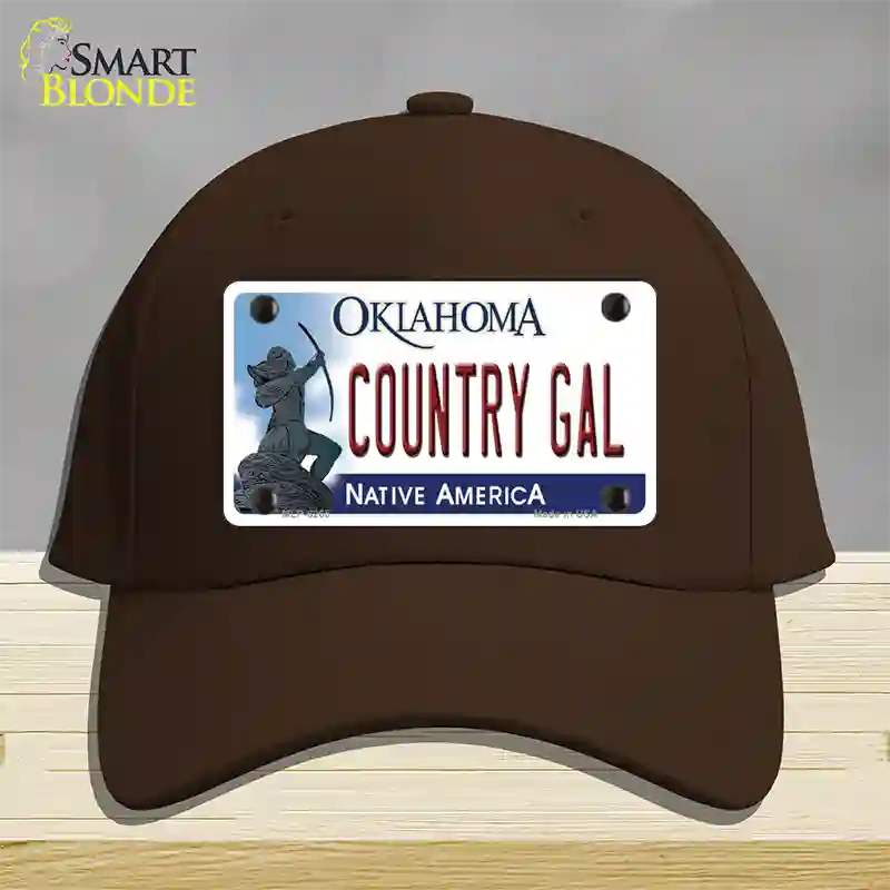 Country Gal Oklahoma Novelty License Plate Hat Cotton / Dark Brown