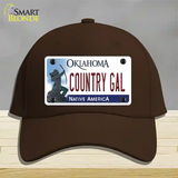 Country Gal Oklahoma Novelty License Plate Hat Cotton / Dark Brown