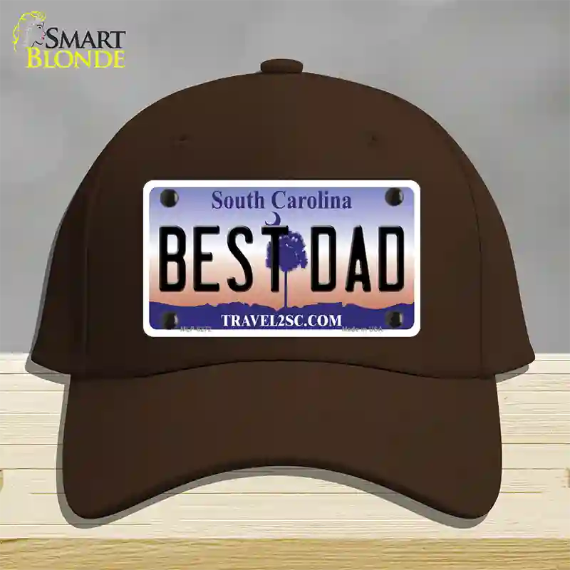 Best Dad South Carolina Novelty License Plate Hat Cotton / Dark Brown